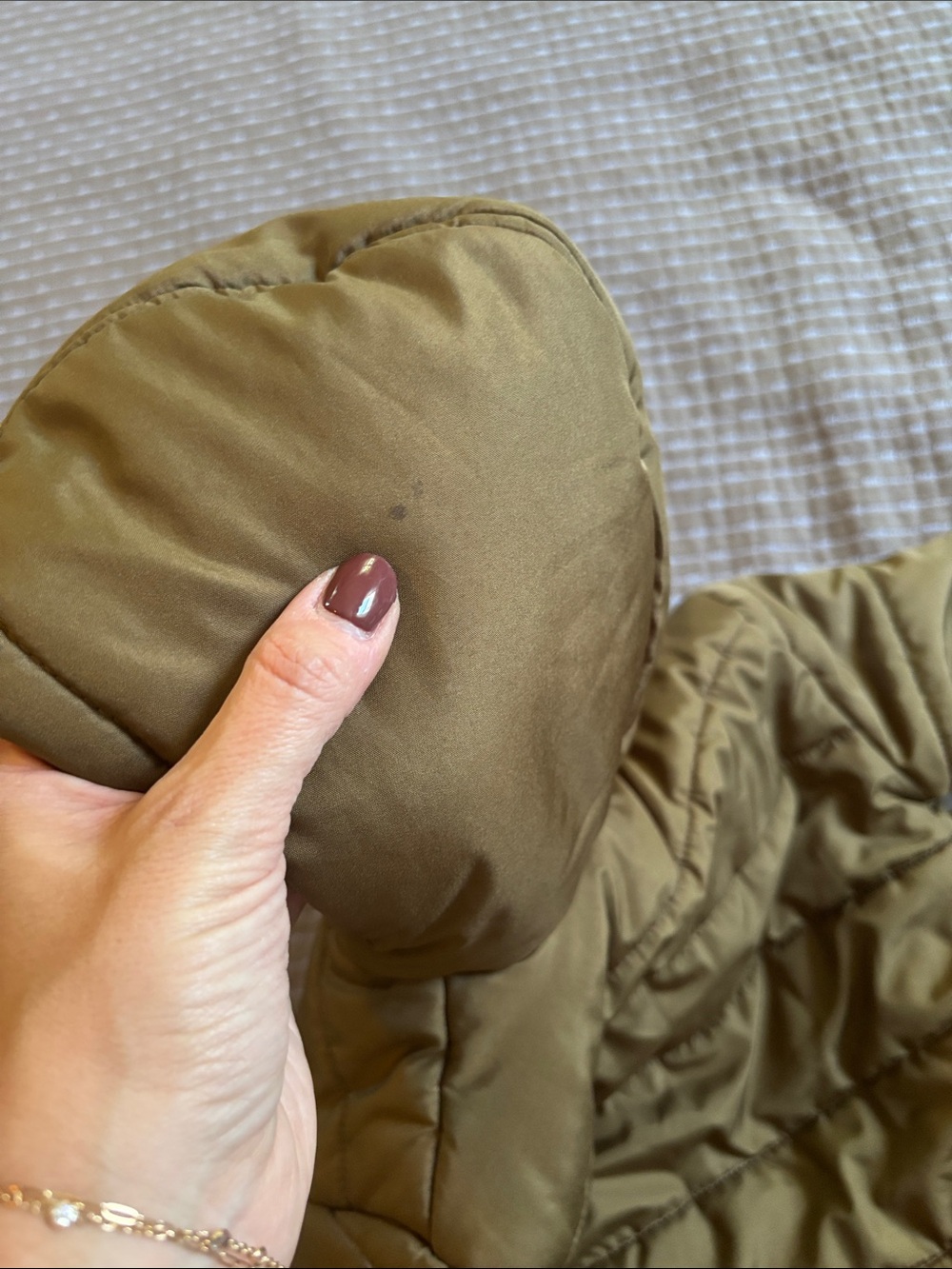 Little Me Baby Olive Green Hooded Puffer Jacket Fleece Lined Size 12M - Picture 6 of 7